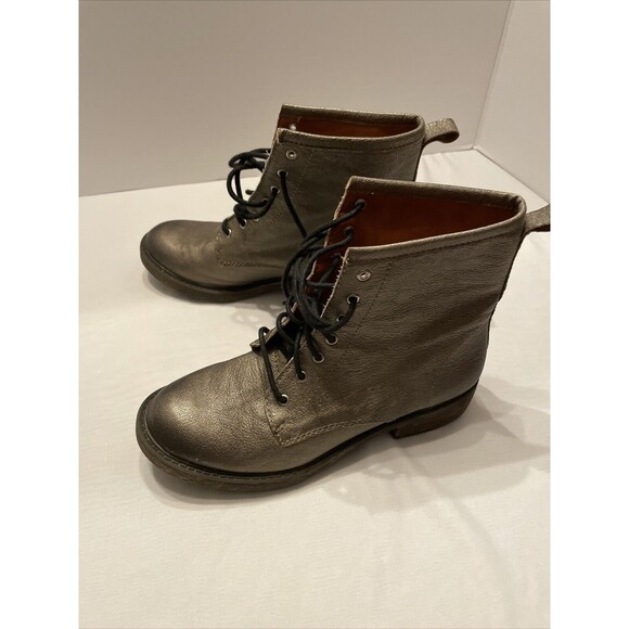 Lucky Brand COMBAT Boots Women Sz 6 METALLIC GOLD/COPPER/BRONZE - Picture 2 of 13